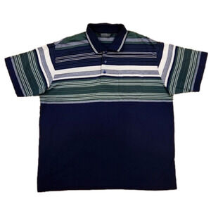 KNIGHTSBRIDGE Blue & Green Striped Polo Shirt